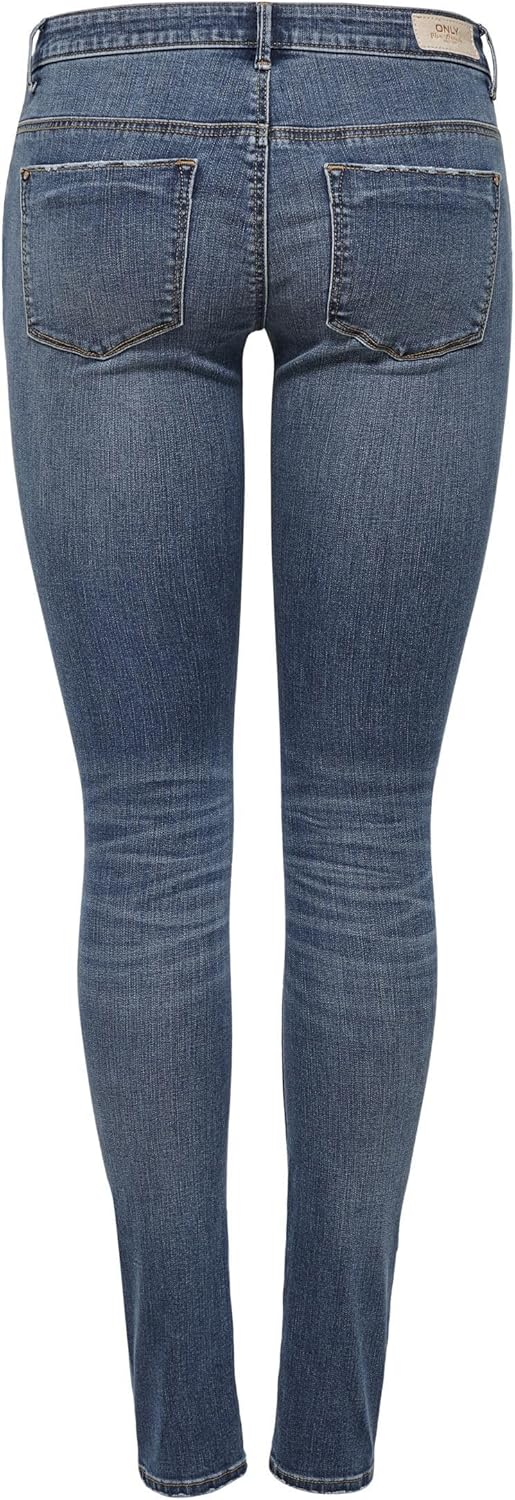 ONLY Female Skinny Jeans ONLCORAL Sehr niedrige Taille Skinny Fit Jeans 25W / 32L Dark Blue Denim Da