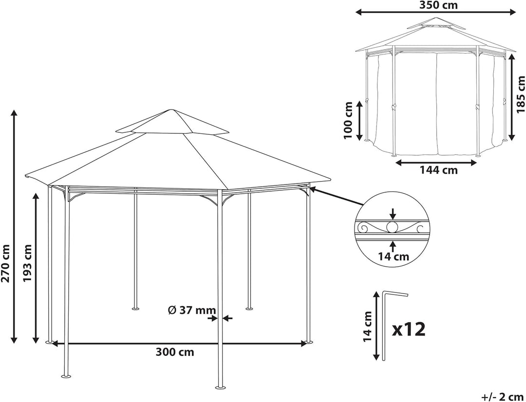 Garten-Pavillon mit Dach und Seitenwänden beige rund moderner Stil Portel