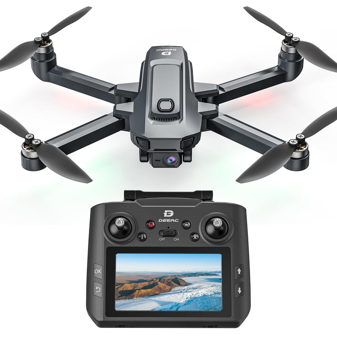 DEERC GPS Drohne mit 4K Kamera, 4,5" FPV Bildschirm, 5GHz HD Übertragung, Bürstenloser Motor, 40 Min