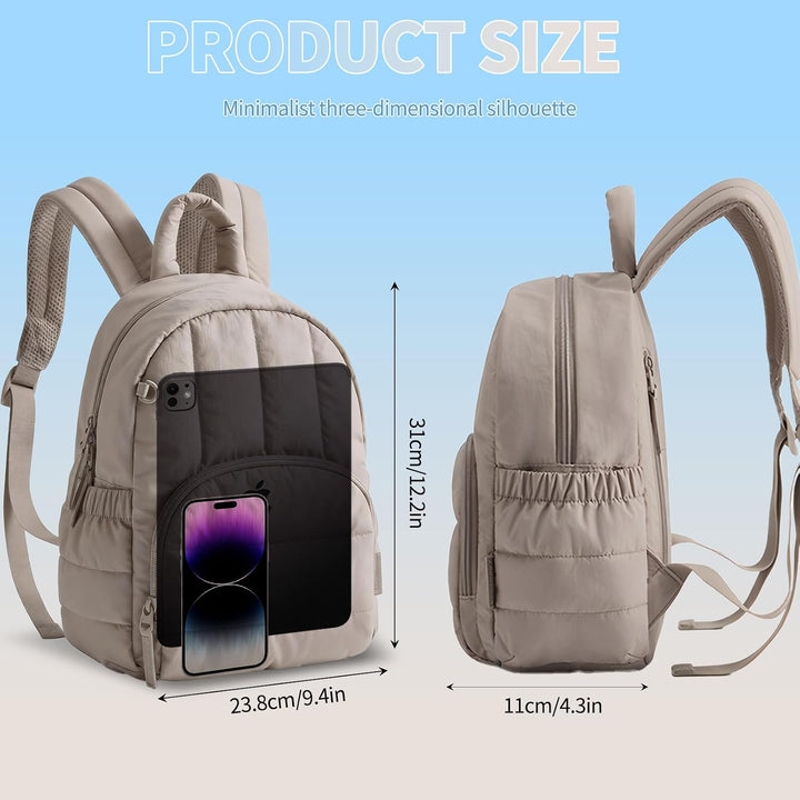 Rucksack Damen Klein,Leichte Puffer Cityrucksack Tagesrucksack | Puffer Laptop Rucksack Damen für 13