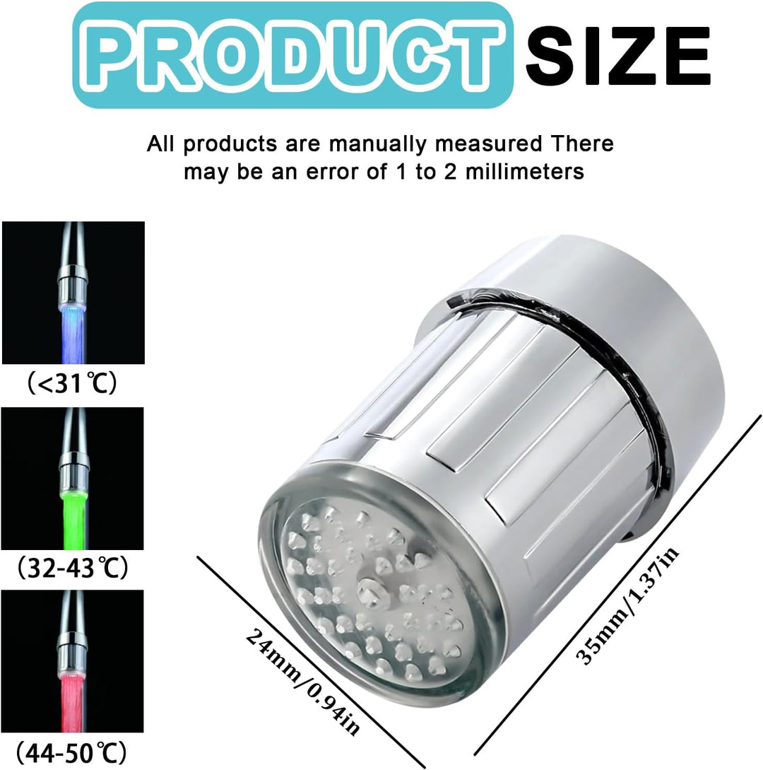 LED Wasserhahn,4 Stück LED Leuchtende Dreifarbige Wasserhahn,Licht Wasserstrahl Farbwechsel Wasserha