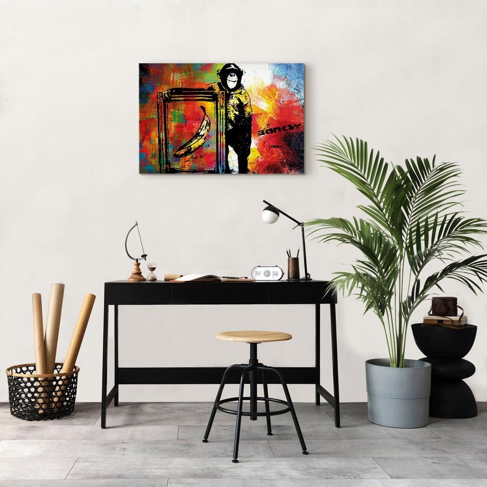 murando Akustikbild Banksy Monkey Frame Bilder Akustikschaum Hochleistungsschallabsorber Schallschut