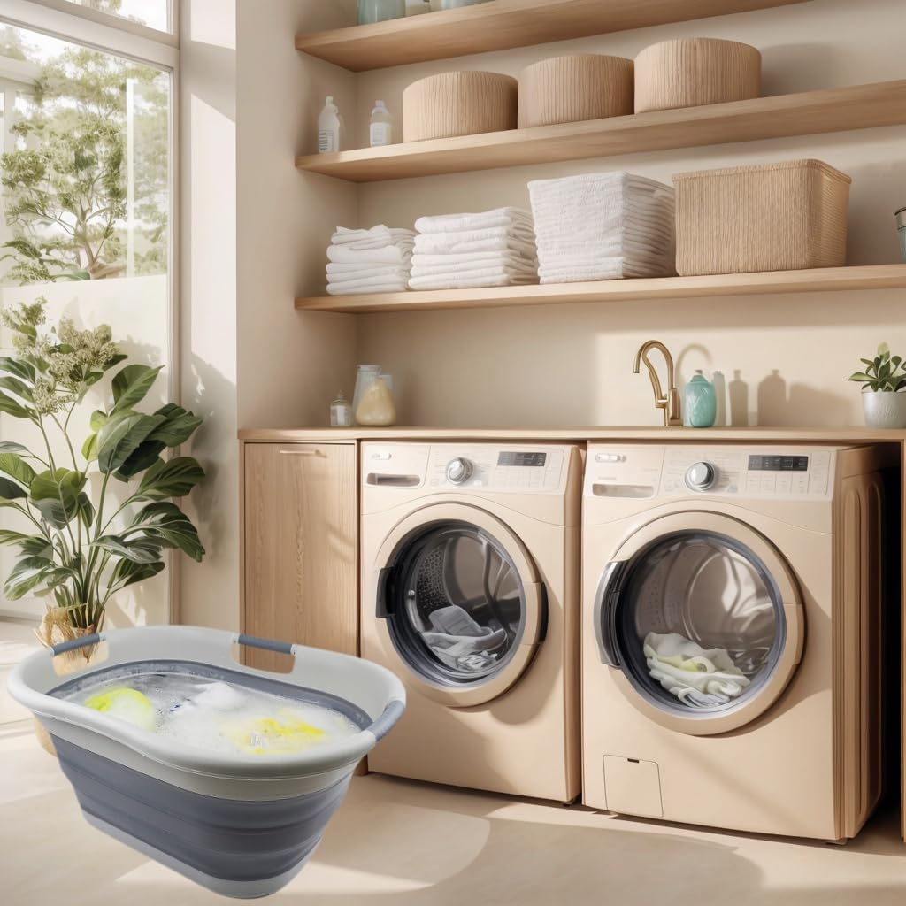 SAMMART faltbarer Wäschekorb aus Kunststoff, 40 l, zusammenklappbarer Pop-Up-Aufbewahrungsbehälter/O