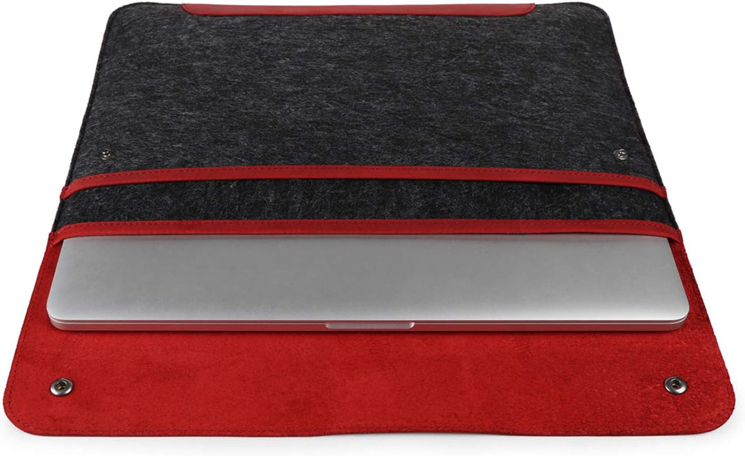 MegaGear MacBook-Tasche aus echtem Leder und Fleece, Laptop-Hülle für MacBook Pro und MacBook Air Hü