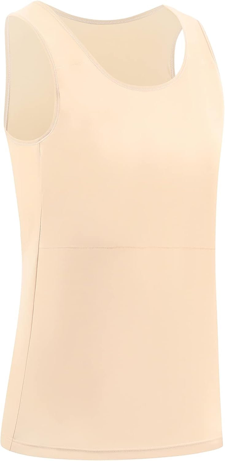 XUJI Brust Binder Transgender Tomboy Atmungsaktiv Langer Binder Pullover Tank Top, S Nude