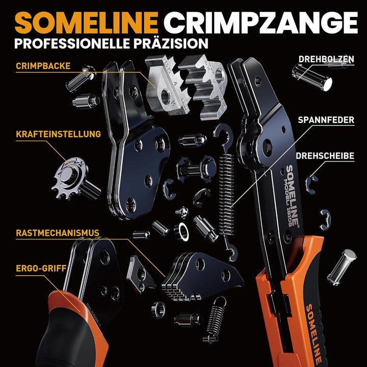 SOMELINE Solarstecker Crimpzange Set für 2.5/4/6mm² Solarkabel, 12 Paar Male Female Solarpanel Kabel