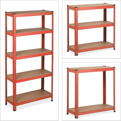 Relaxdays Schwerlastregal zum Stecken, Traglast: 875 kg, 5 Ebenen, Keller & Garage, Stahl, HxBxT: 15