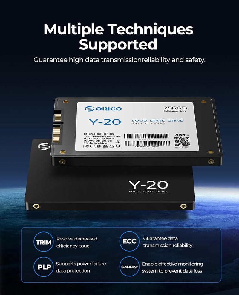 ORICO 2TB SSD SATA III 6Gb/s, 2.5“ Interne Solid State Festplatte, bis zu 500MB/s, Kompatibel mit La
