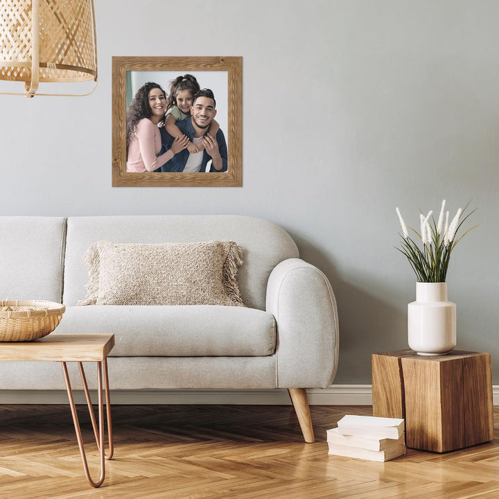 WANDStyle Bilderrahmen Strandhaus Stil 40x40cm I Farbe: Eiche-Optik I Fotorahmen I Holzbilderrahmen