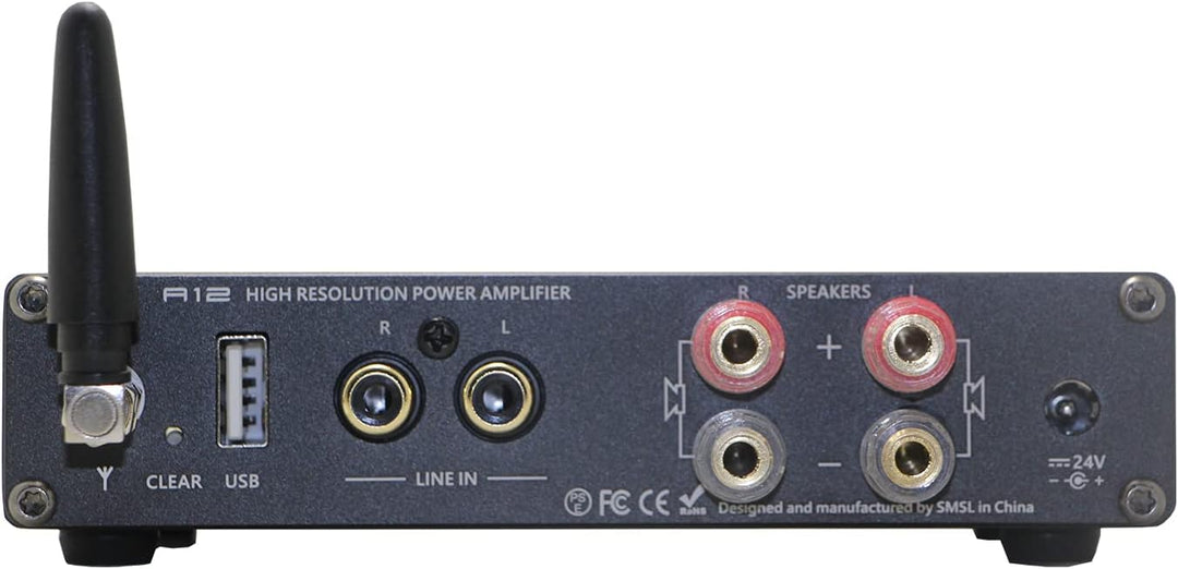 SMSL A12 Bluetooth 5.0 Stereo Audio Amplifier, Mini HiFi Class D Integrated 2 Channel Power Amp for