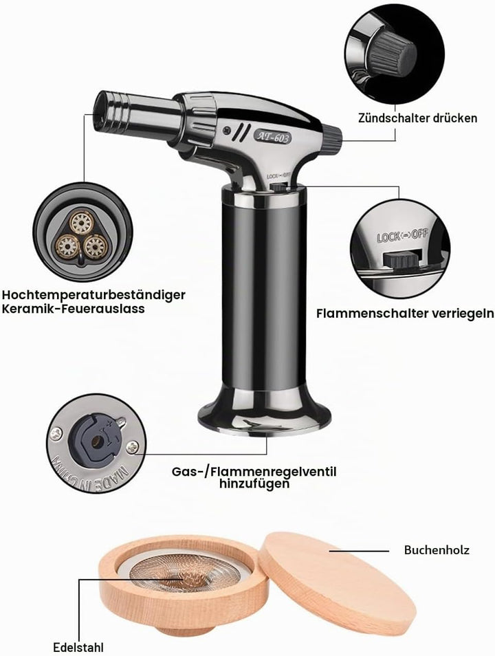 Cocktail-Räucher-Kit mit Fackel, Whiskey-Räucher-Kit mit 8 Geschmacksrichtungen, Räucherholzspäne, a