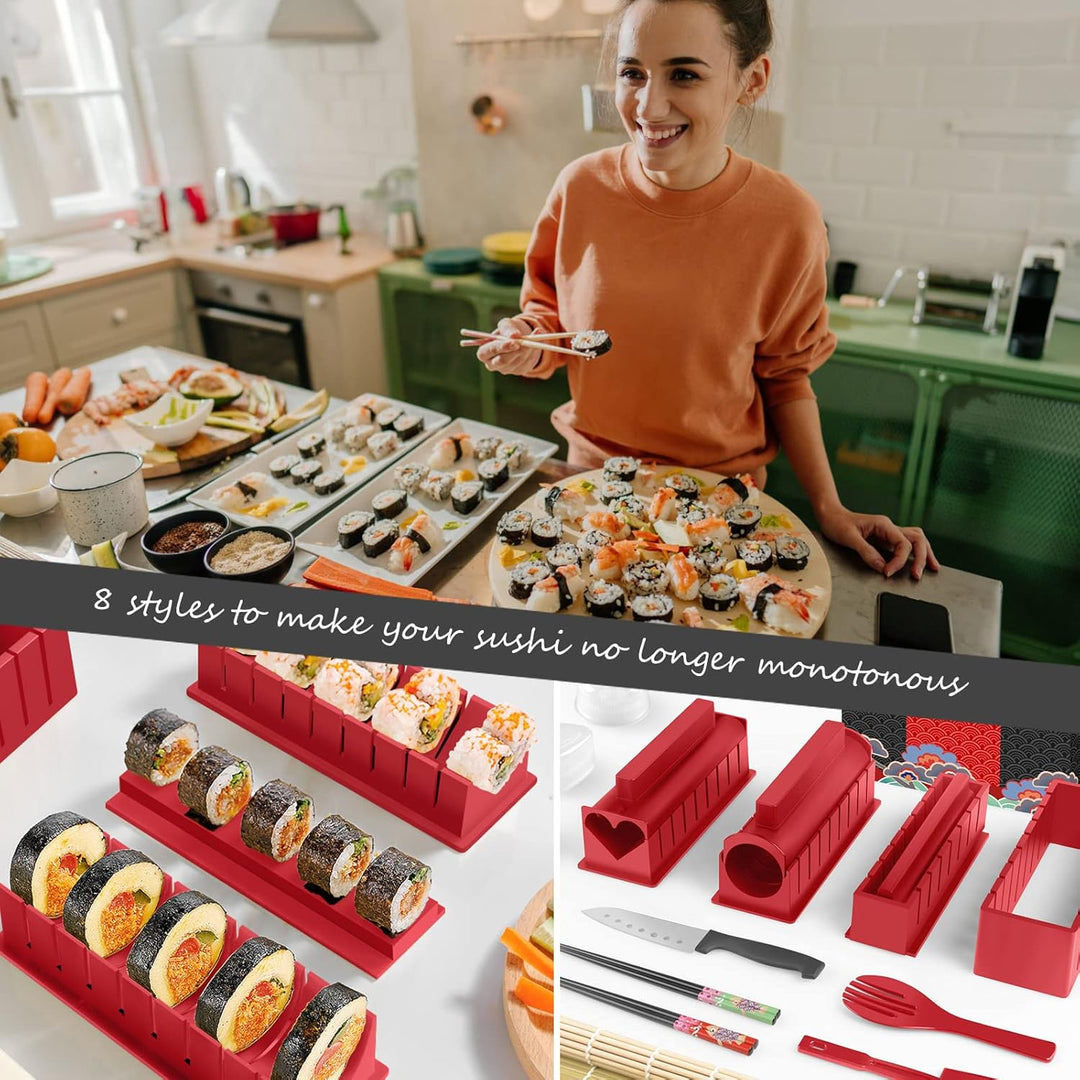 SKYSER Sushi Maker set, 12 Artikel Sushi Maker Kit für Anfänger zum selber machen, mit Sushi Reis Ro