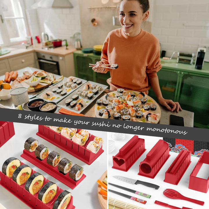 SKYSER Sushi Maker set, 12 Artikel Sushi Maker Kit für Anfänger zum selber machen, mit Sushi Reis Ro