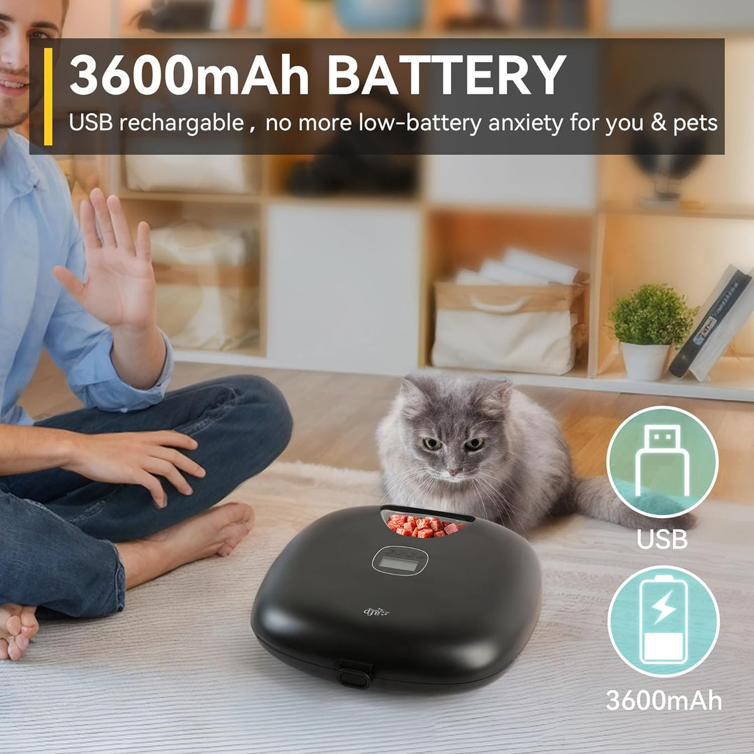 All FÜR Pfoten Automatische Katzenzufuhr für Nassfutter, 6-Mahlzeiten-Tierfutter-Spender mit 2-EIS-P