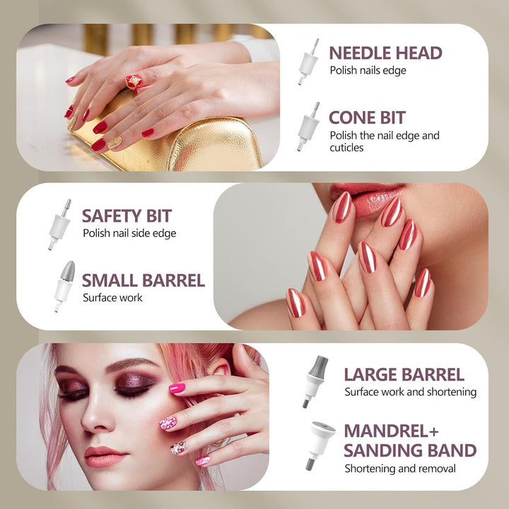 Elektrische Nagelbohrmaschine Nagelbohrer Elektrische Feile Nagelfeile Kit für Anfänger Acryl Gel Nä