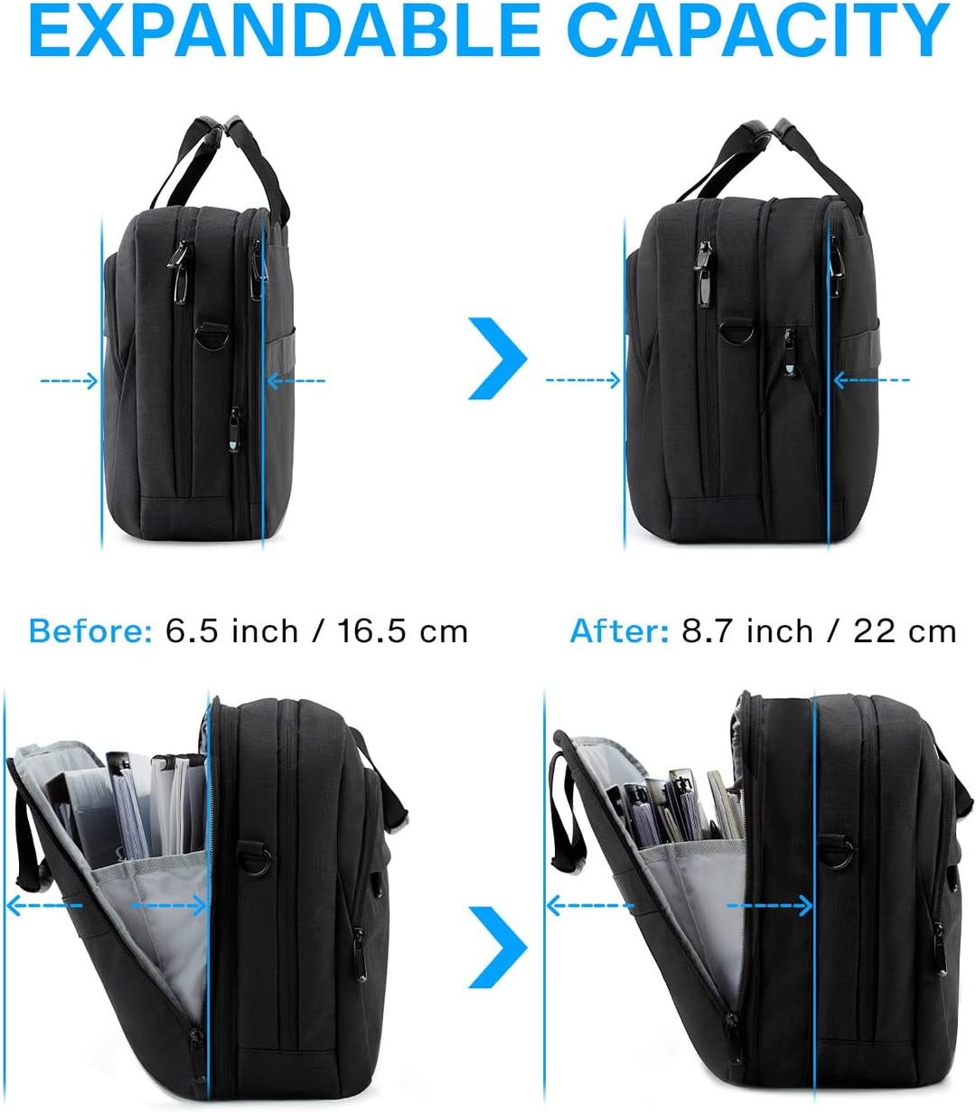 bagsmart 17,3-Zoll-Laptoptasche, Erweiterbare Aktentasche, Computertasche für Herren und Damen, Lapt