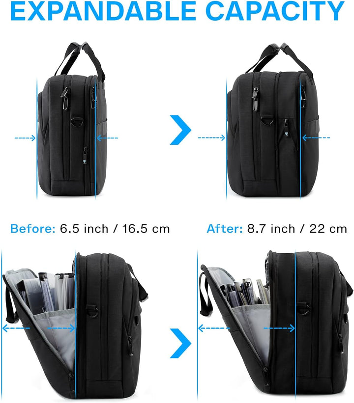 bagsmart 17,3-Zoll-Laptoptasche, Erweiterbare Aktentasche, Computertasche für Herren und Damen, Lapt