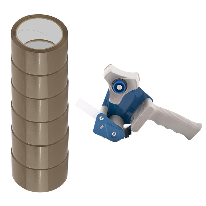 D.RECT Paketbandabroller, Klebebandabroller, Paketklebeband 6er Pack - Paketband - HOT MELT 50m x 48