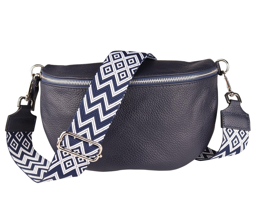 MIRROSI® Bauchtasche Damen, Echtleder, Made in Italy, Umhängetasche, Brusttasche, Crossbody Bag (1 T