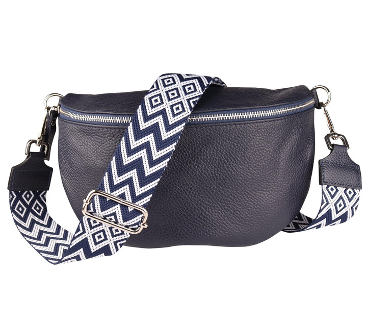 MIRROSI® Bauchtasche Damen, Echtleder, Made in Italy, Umhängetasche, Brusttasche, Crossbody Bag (1 T