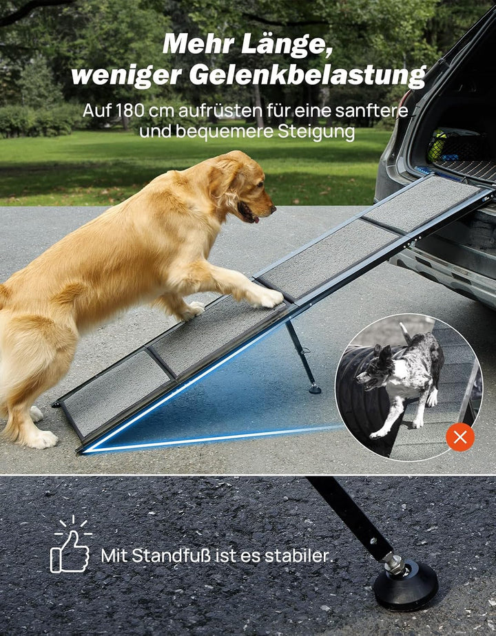 JOYTUTUS klappbare Hunderampe für Autos, SUVs und LKWs, 90kg Belastbarkeit, geeignet für grosse, mit