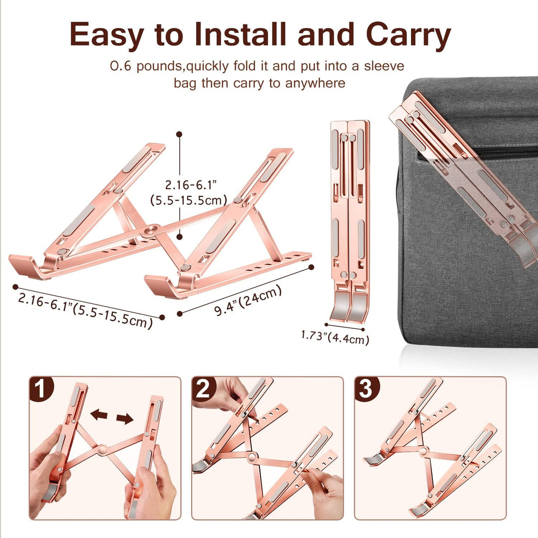 ivoler Laptop Ständer, 6-Stufe Höhenverstellbar Laptop Stand, Faltbarer Aluminium-Riser, Tragbar Bel