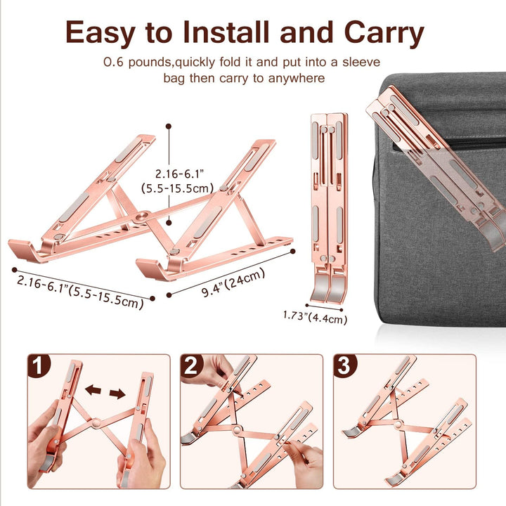 ivoler Laptop Ständer, 6-Stufe Höhenverstellbar Laptop Stand, Faltbarer Aluminium-Riser, Tragbar Bel