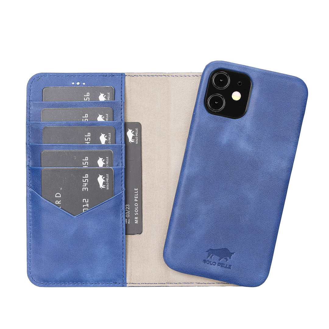 Solo Pelle Lederhülle kompatibel für iPhone 12 Pro Max in 6.7 Zoll abnehmbare Hülle (2in1) inkl. Kar