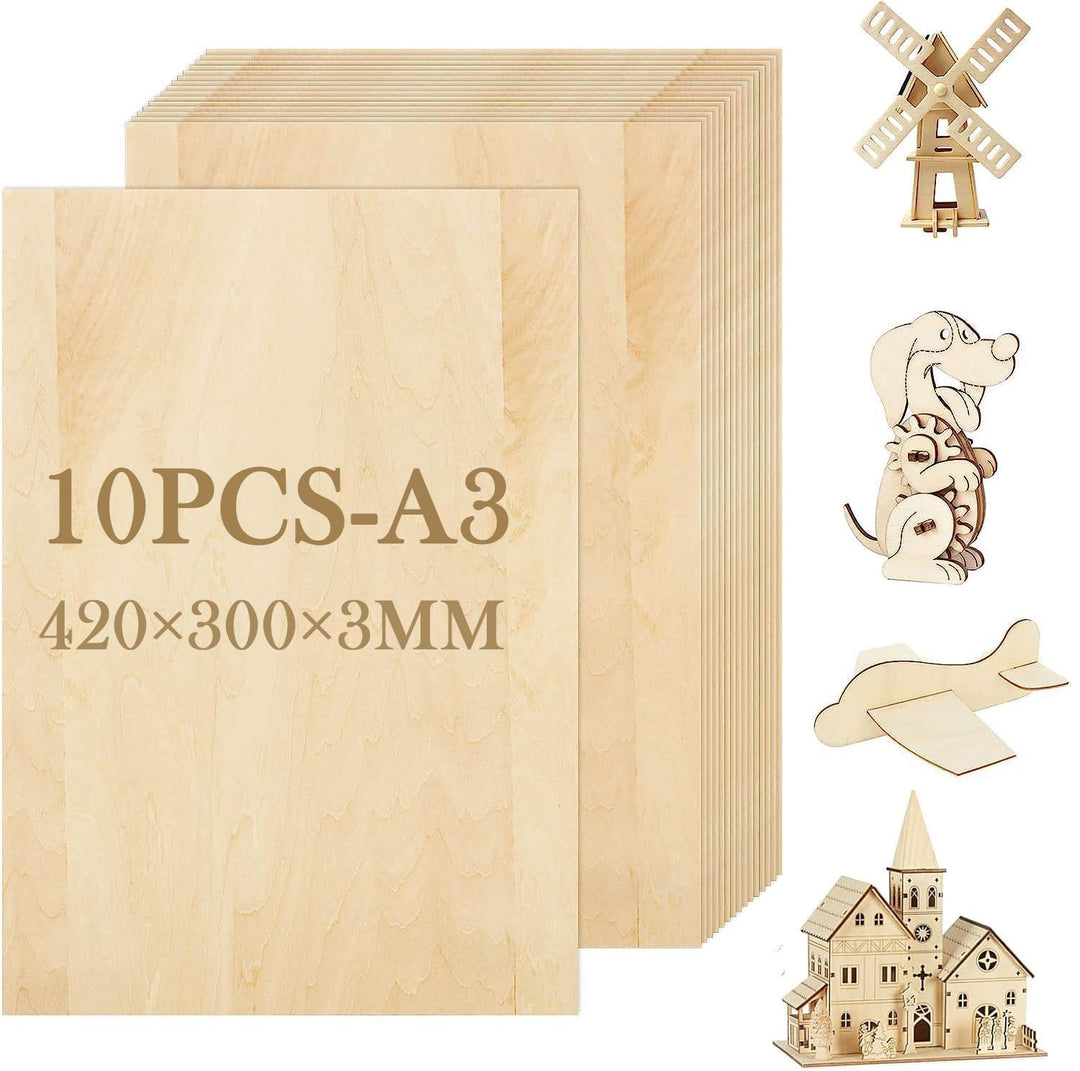 ASelected 10 Stücke Sperrholzplatte Holz 420 * 300 * 3MM - A3 Lindenholz Sperrholz Platte Für Laserp