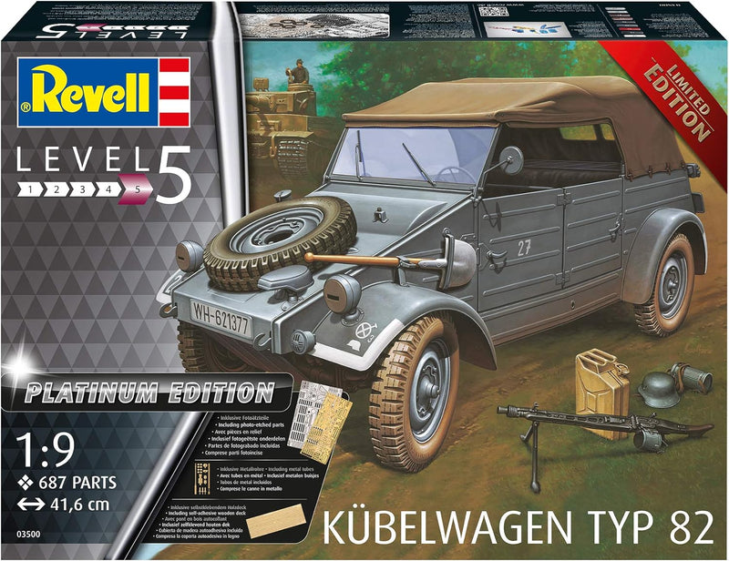 Revell 03500 Kübelwagen Typ 82, Militärbausatz im Massstab 1:9, 41,6 cm, Limited Edition originalget