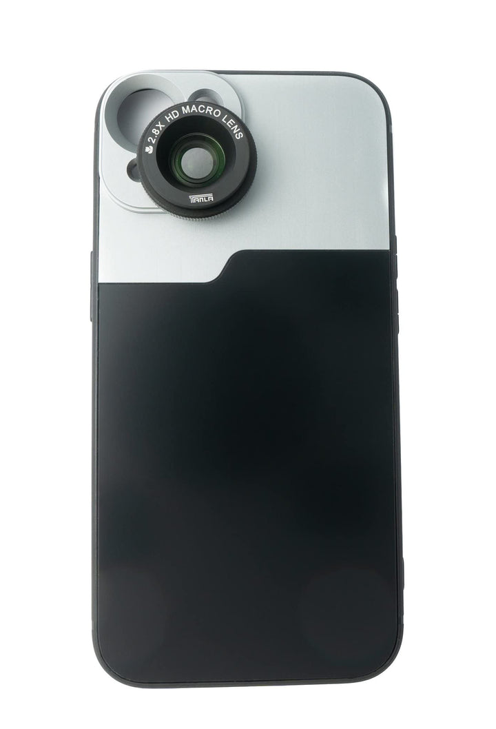 SYSTEM-S Makro Linse 2.8X HD Filter mit Hülle in Schwarz für iPhone 13