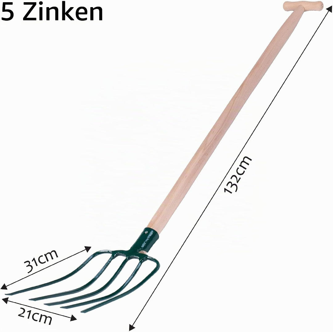 KADAX Heugabel, Forke, Spatengabel, Grabegabel, Mistgabel, Gabel für Garten, Drahtgabel mit Holzstie
