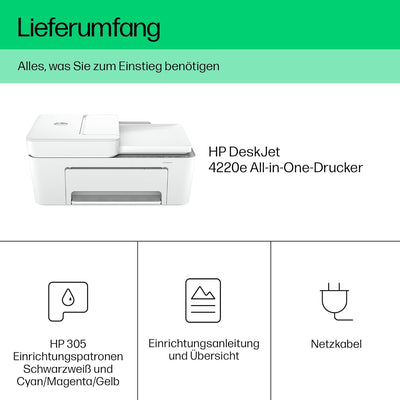 HP DeskJet 4220e Multifunktionsdrucker, 3 Monate gratis drucken mit HP Instant Ink inklusive, HP+, D