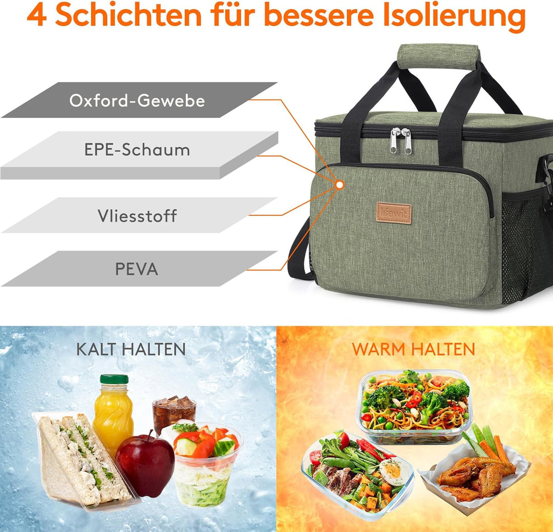 Lifewit Kühltasche klein unterwegs, Isolierte Cooler Bag Lunchtasche faltbar für Herren und Damen, w