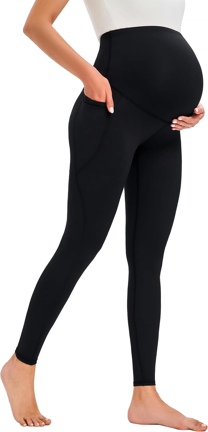 JOYSPELS Umstandsleggings über dem Bauch mit Taschen, Nicht durchsichtig, Workout-Schwangerschafts-L