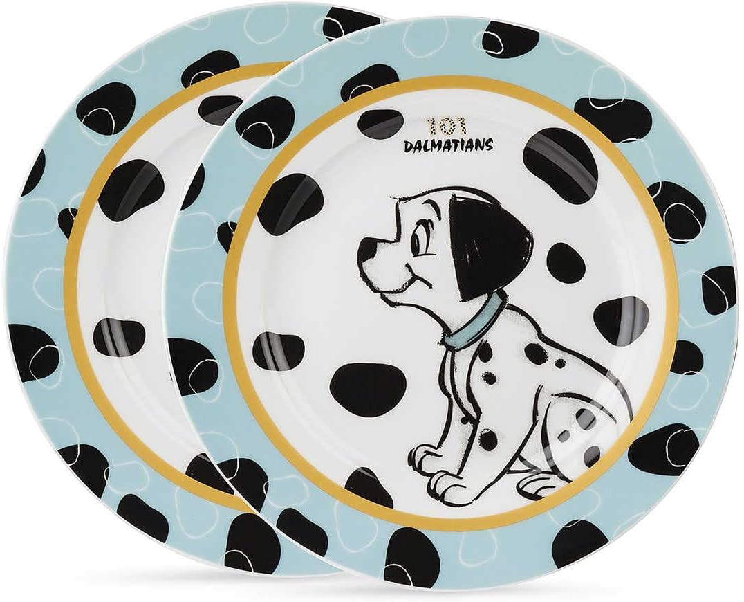 Egan Set 2 Teller aus Porzellan, Himmelblau, 19 cm, Die Ladung der 101 Disney, 227005