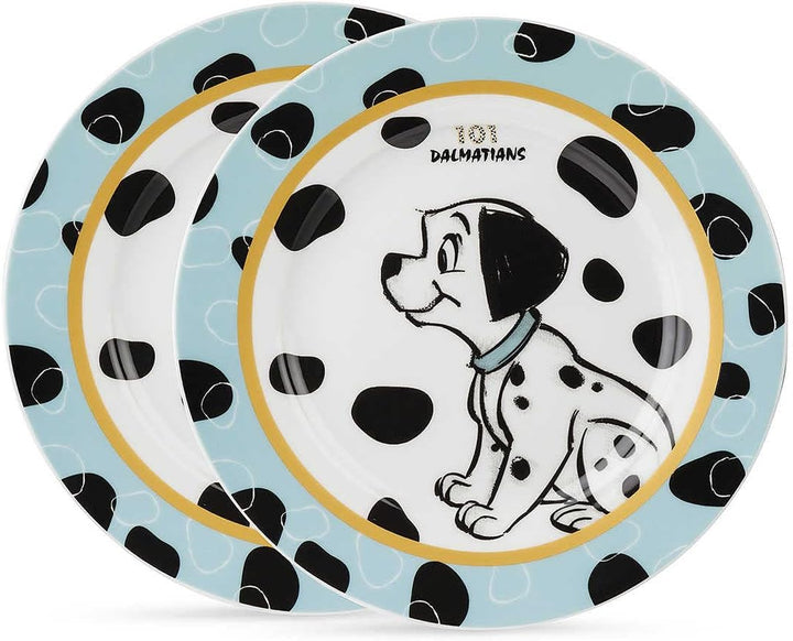 Egan Set 2 Teller aus Porzellan, Himmelblau, 19 cm, Die Ladung der 101 Disney, 227005