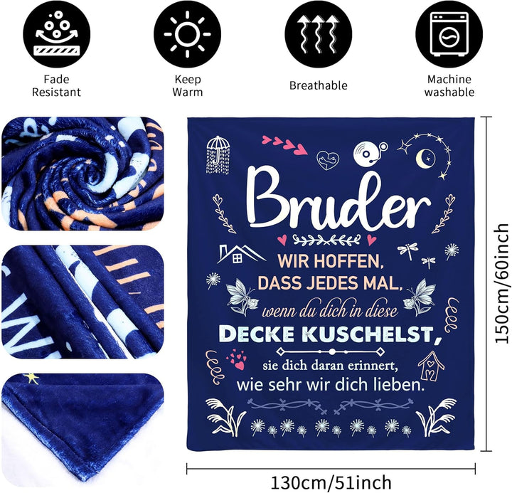 Original Decke Geschenke für Bruder Mann Kuscheldecke Geschenke für Ihn Weihnachten Valentinstag Geb