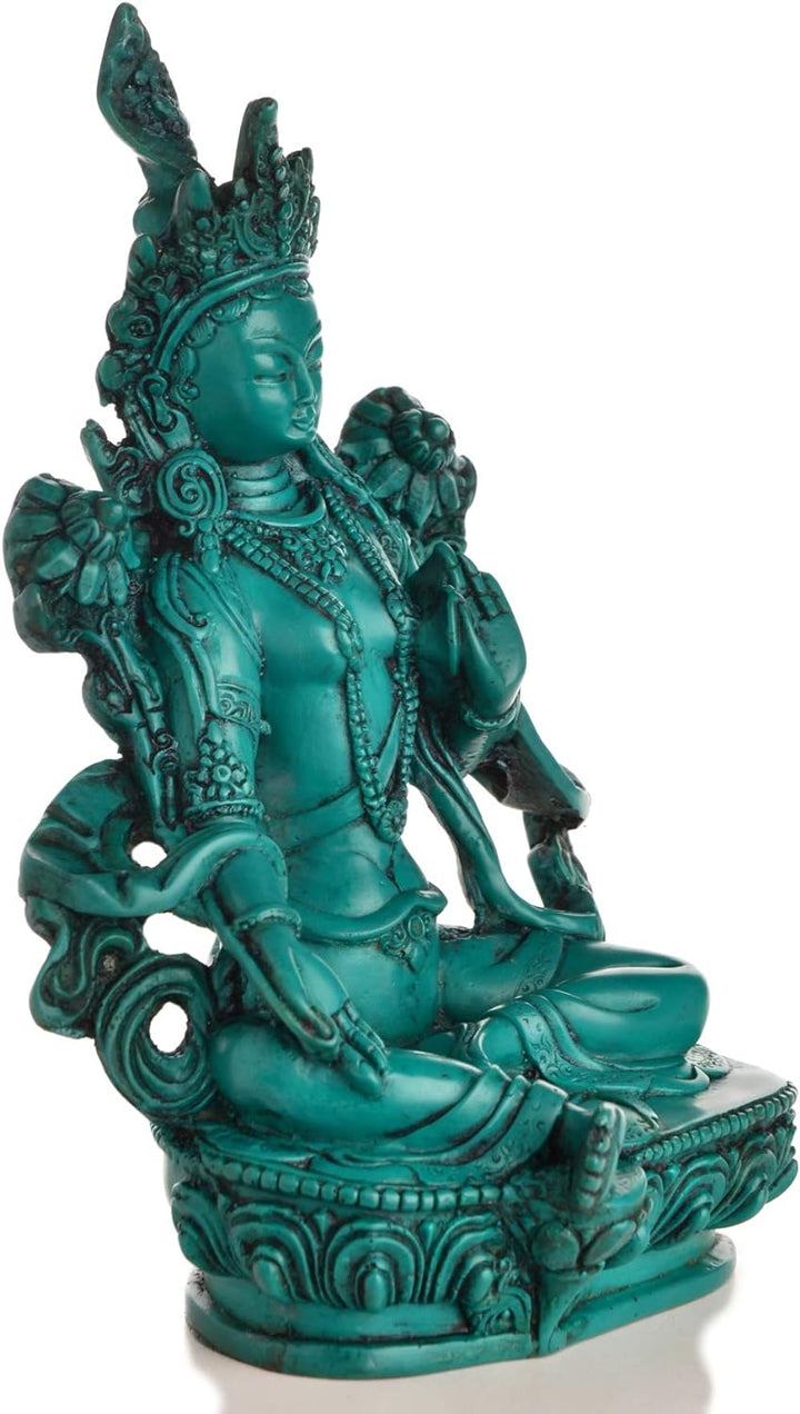 BUDDHAFIGUREN/Billy Held Grüne Tara Figur Buddha Statue, Resin, türkis, 20 cm 20 cm Türkis, 20 cm Tü