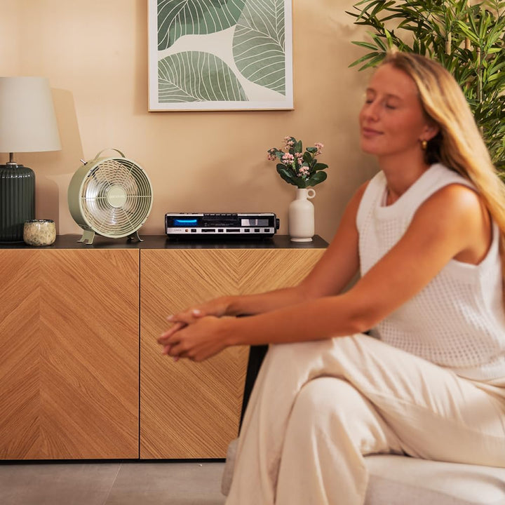 Cecotec - Tischventilatoren EnergySilence 400 RetroDesk Green, 25 W Strom, 8 Zoll, 4 aerodynamische