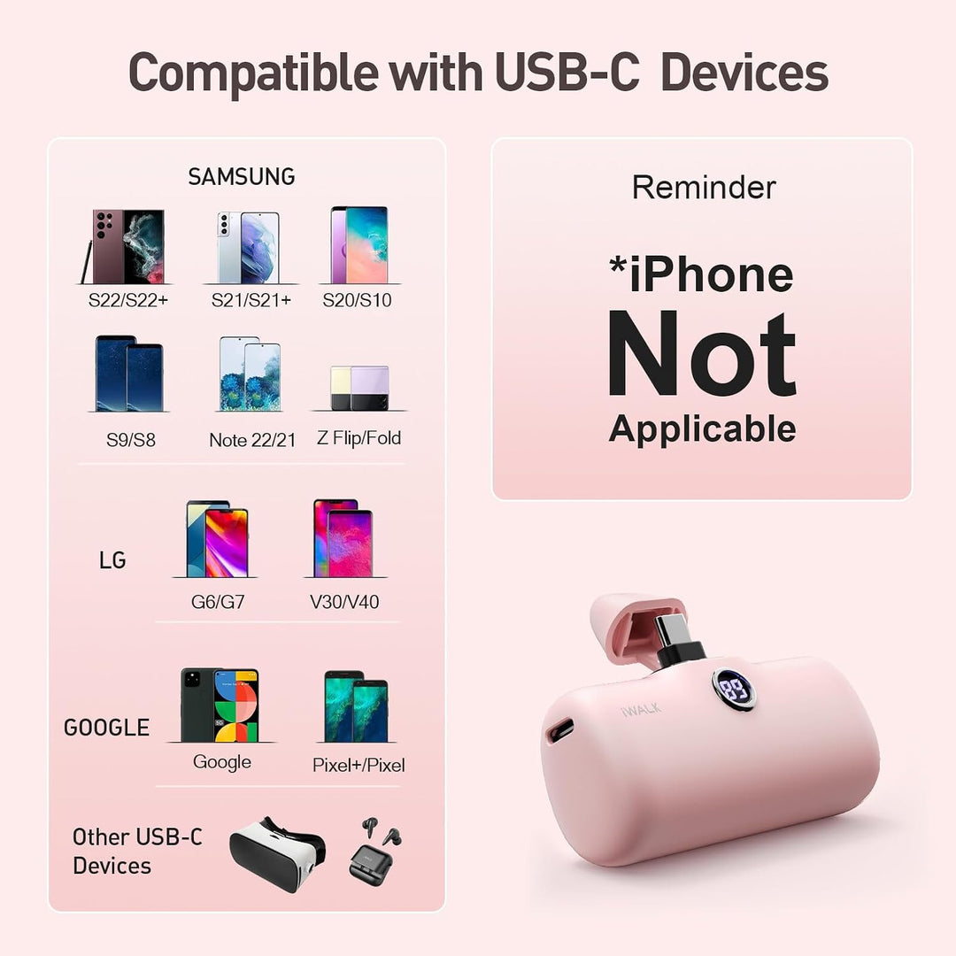 iWALK Powerbank 4800mAh,USB-C Ausgabe &amp; Eingabe, Tragbares Ladegerät, Petit Externer Akku Kompatibel