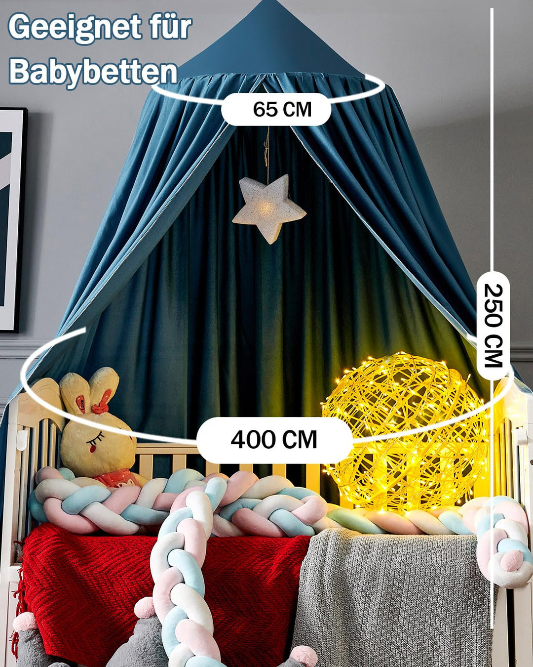 Moskitonetz Betthimmel Madchen Jungen Kinder Babybett, Rund Baldachin Mückennetz Einzelbett kinderzi