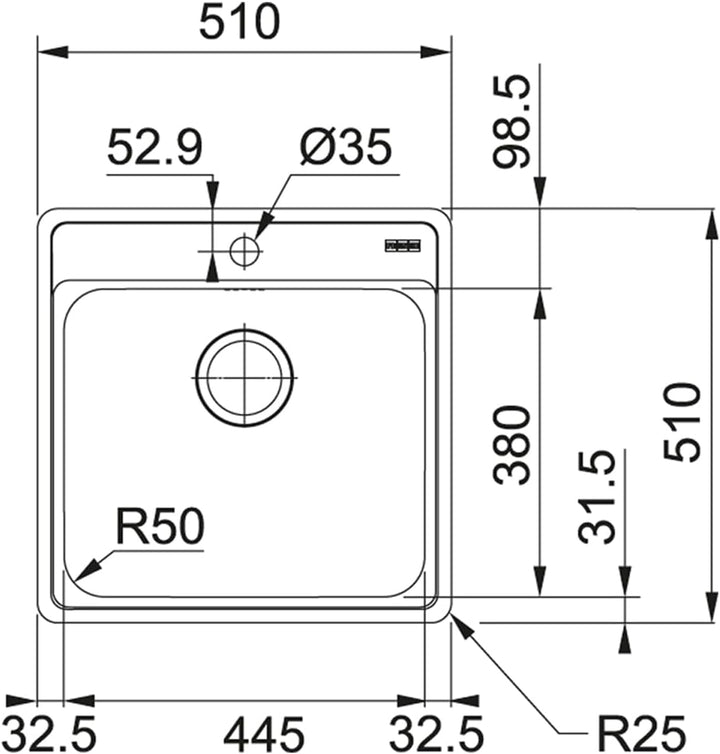 FRANKE Bell BCX 610-51 - 12391 Edelstahlspüle