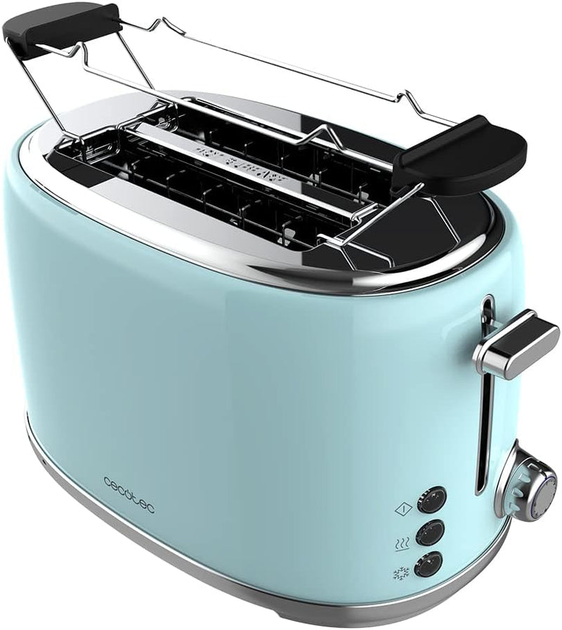 Cecotec Toast&Taste 1000 Retro Double Blue Toaster 2 Scheiben, 980 W, 2 breite Schlitze 3,8 cm und k