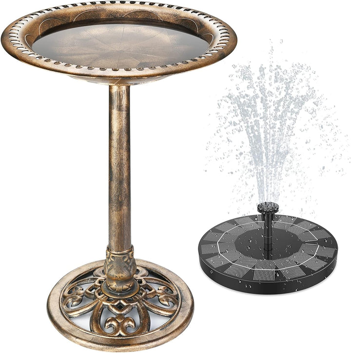 AISITIN Vogeltränke mit 2.5W Solar Springbrunnen, Futterplatz, Garten/Balkon Dekoration, Vogelbecken