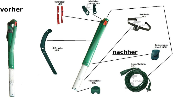 Mega Reparatur Set für den Elektro- Stiel kompatibel mit Vorwerk Kobold 130 131 Kabel, Kabelhalter,