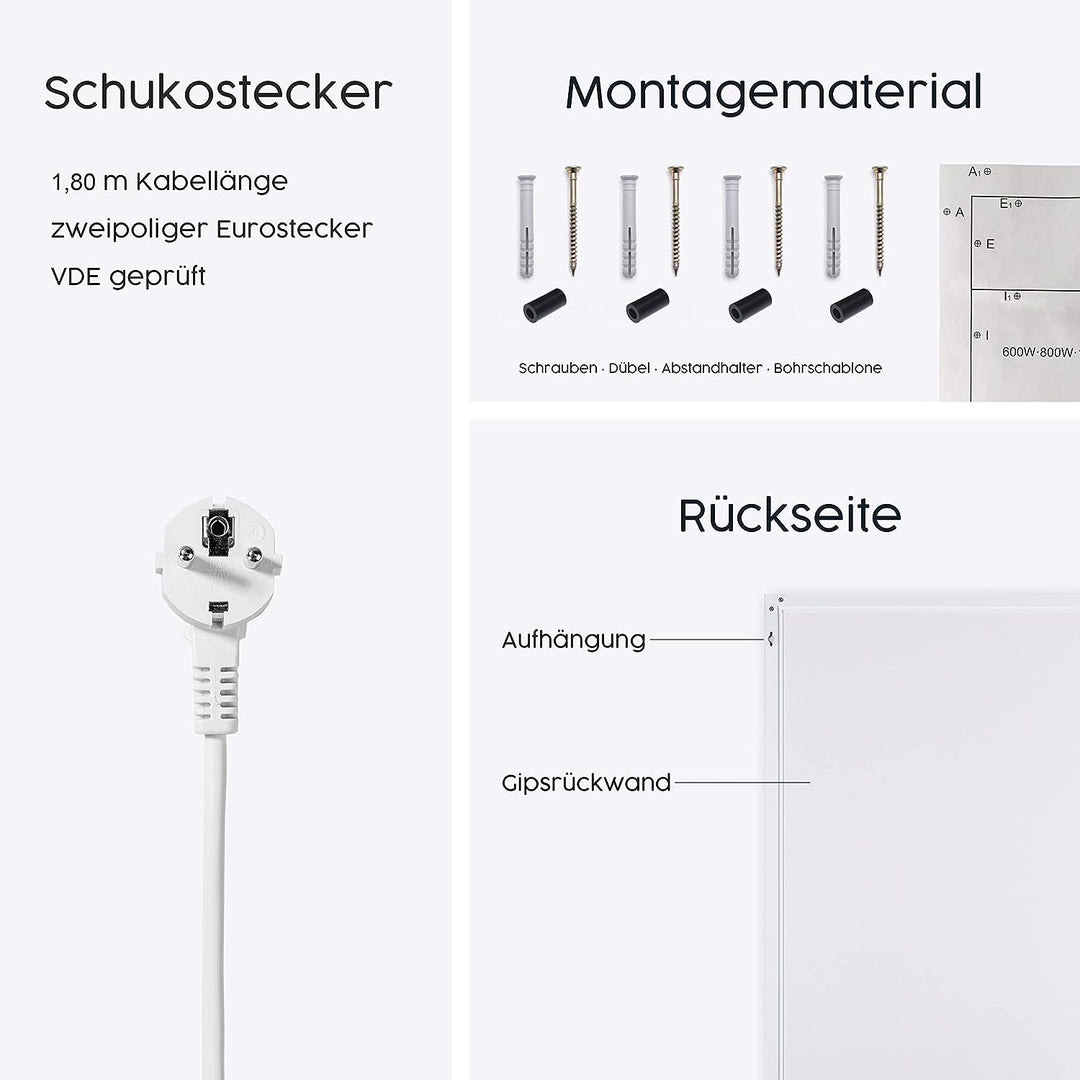 Infrarotheizung mit Bild – Bildmotiv – TÜV/GS - 800 Watt Bildheizung - Weisser Rahmen (18. Nationalp