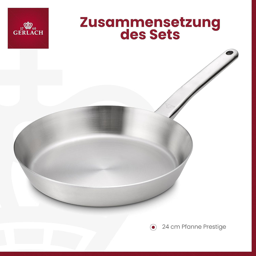 Gerlach Prestige Pfanne 24 cm Aus Edelstahl Edelstahlpfanne Bratpfanne Für Gas Elektro Induktion Ker