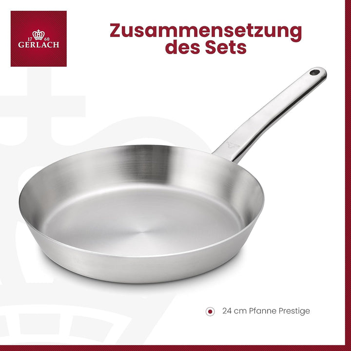 Gerlach Prestige Pfanne 24 cm Aus Edelstahl Edelstahlpfanne Bratpfanne Für Gas Elektro Induktion Ker