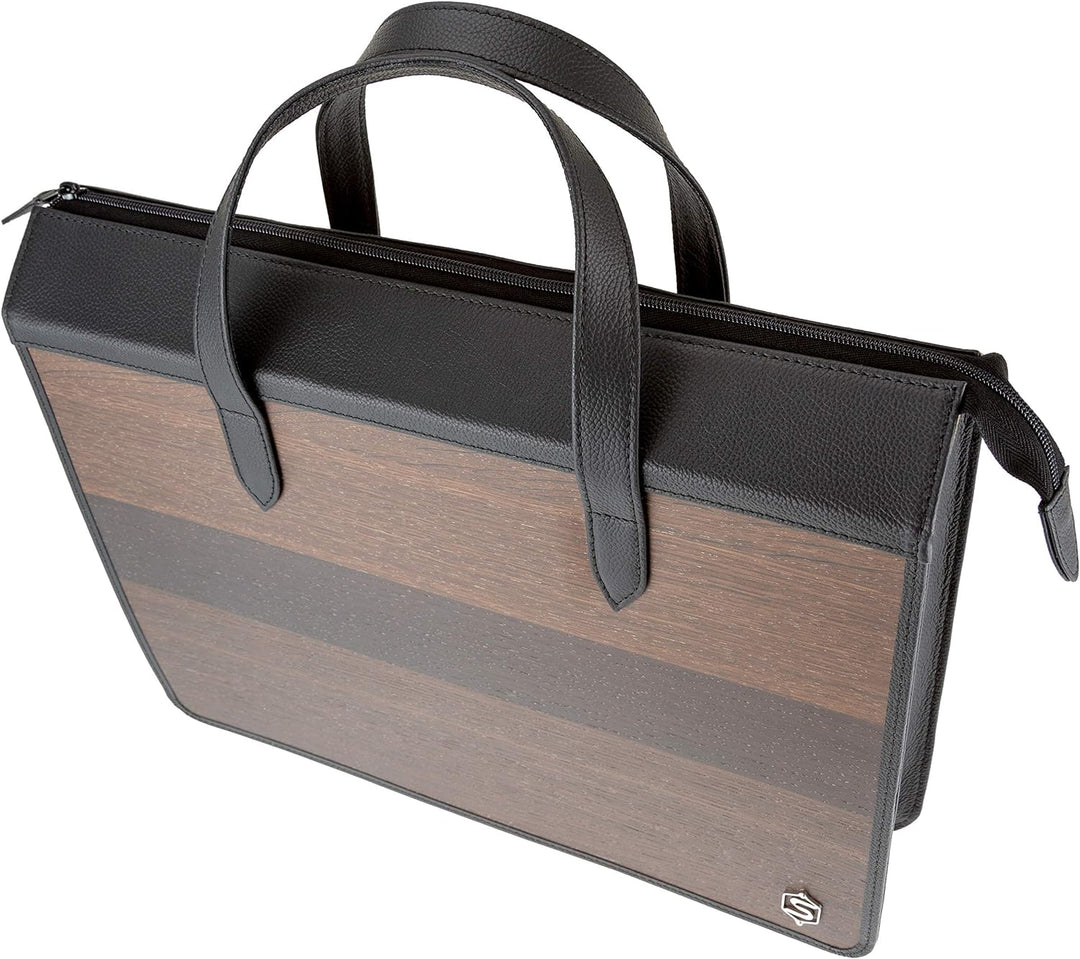 Laptop-Tasche James | Gefertigt aus Echtholz Typ Räuchereiche und Rindleder | Notebook-Tasche 15" Sc